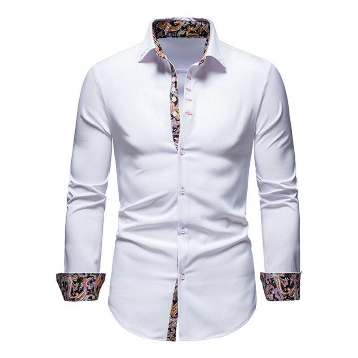 Isaac | Men’s Stylish White Shirt with Floral Cuffs
