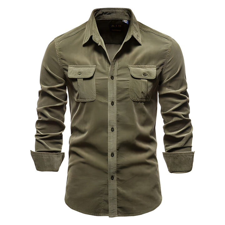 Adam | Men’s Casual Military Style Long Sleeve Shirt
