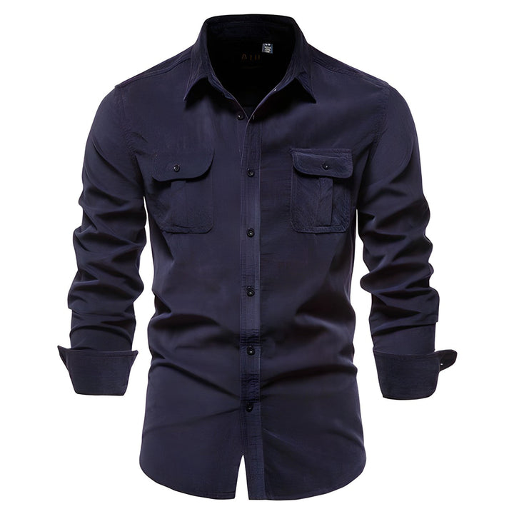 Adam | Men’s Casual Military Style Long Sleeve Shirt