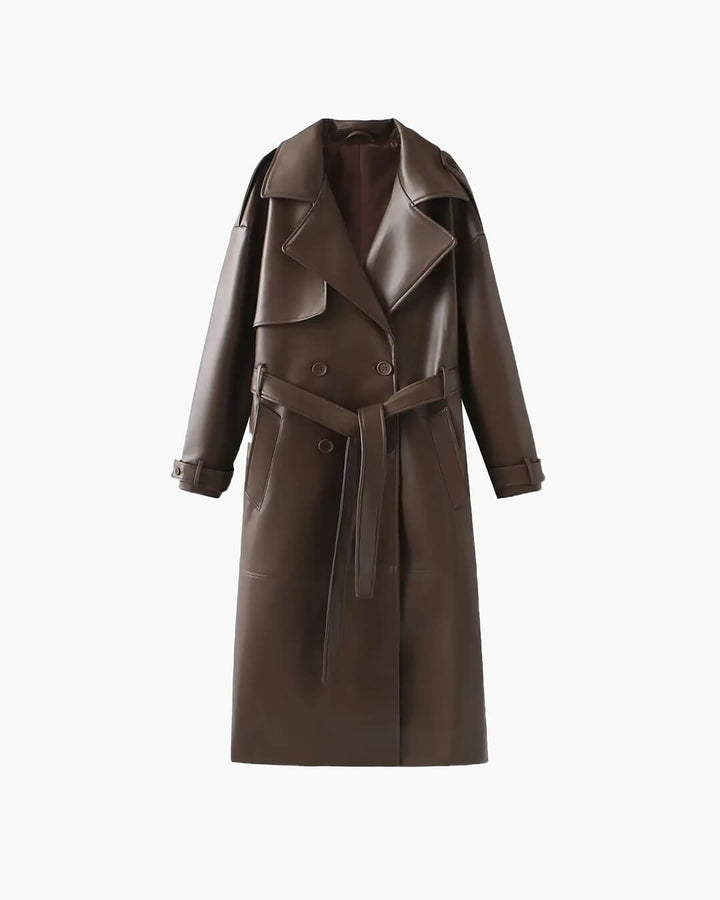 Ava | Women’s Winter Leather Maxi Trench Coat
