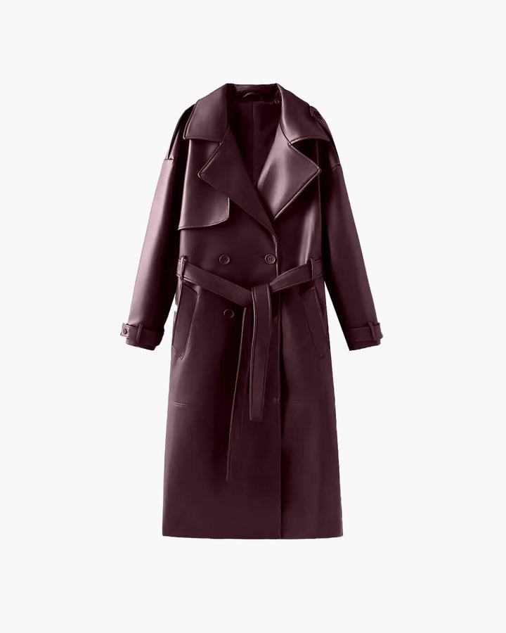 Ava | Women’s Winter Leather Maxi Trench Coat