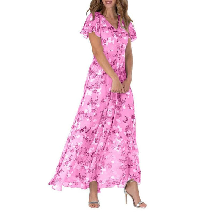 Grace | Women’s Short Sleeve Long Floral Dress