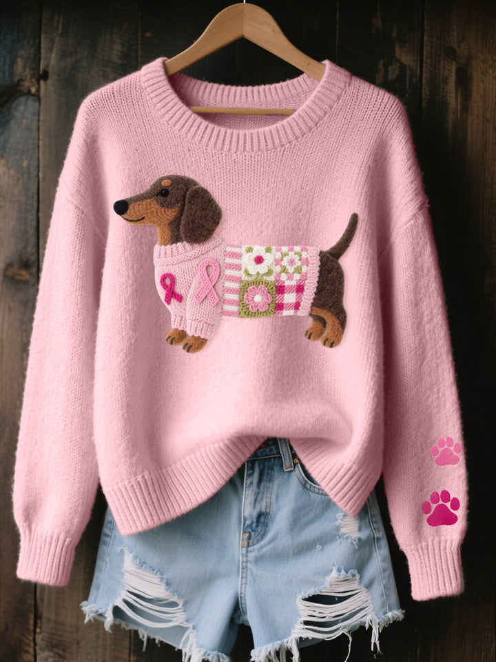 Alba – Knitted Sweater with Dachshund Felt Motif