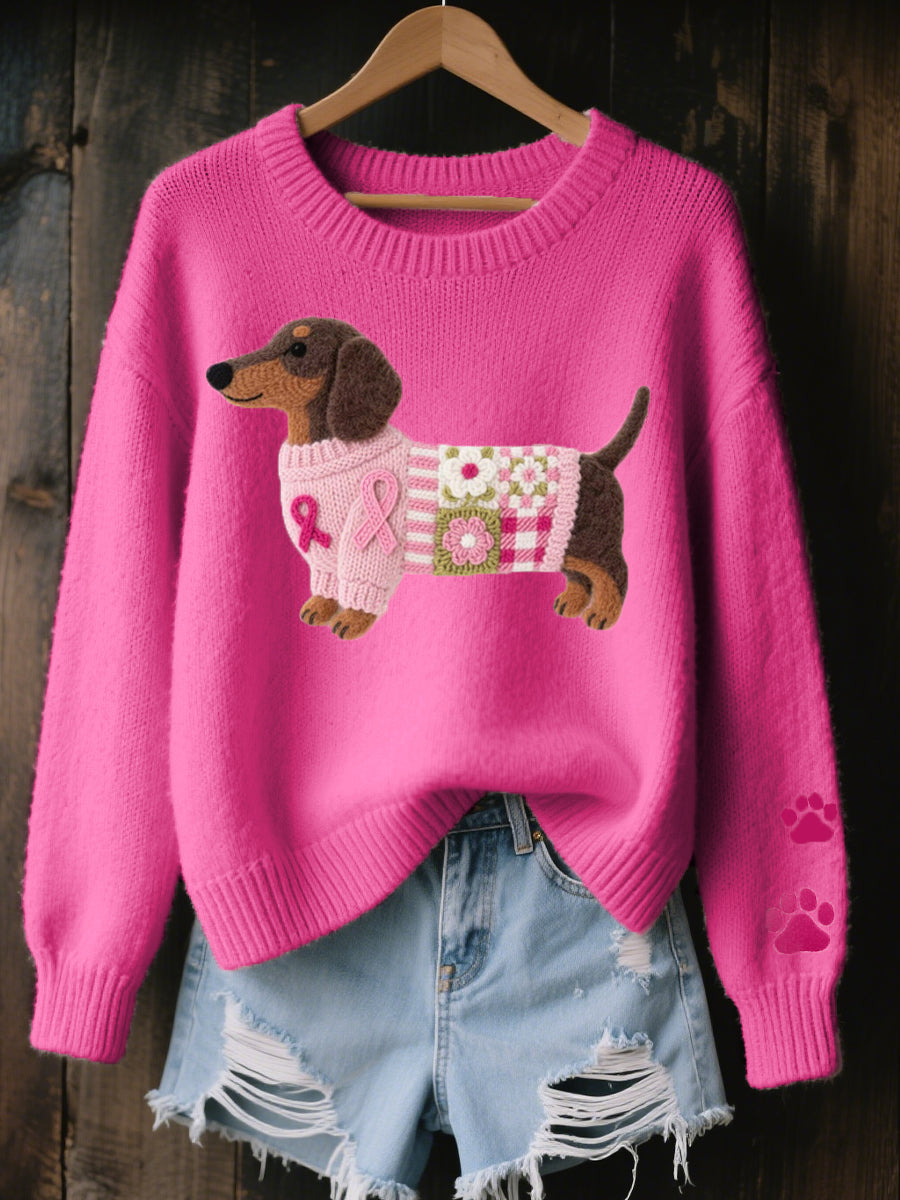 Alba – Knitted Sweater with Dachshund Felt Motif