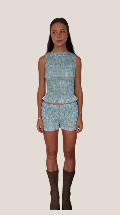 Zamirah | Pleated Ruffle Crop Top Set