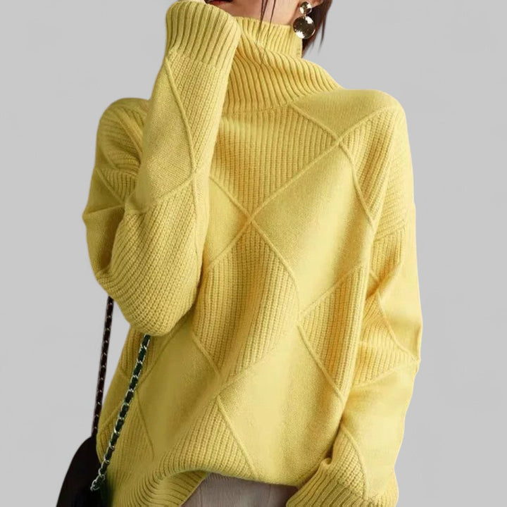 Rebecca | Women’s Winter Oversized Patterned Turtlenecks Sweater